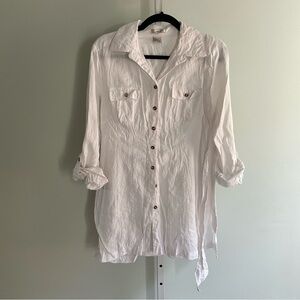 Edward White Linen Button Down with Tie Belt